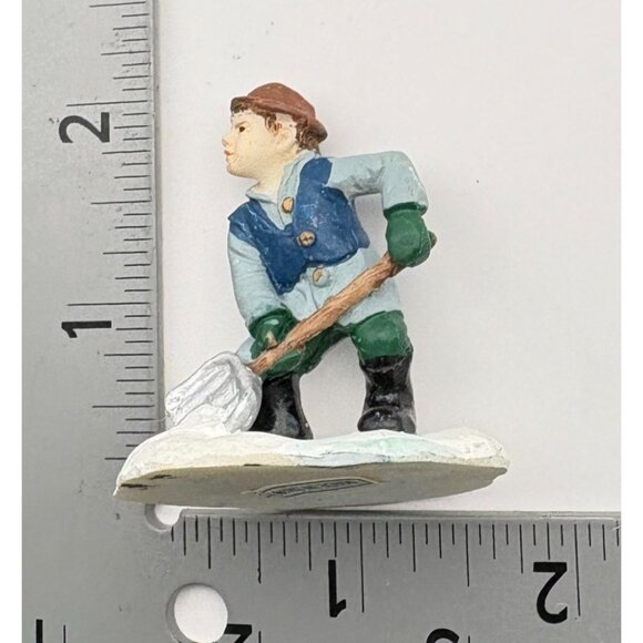 Vintage Christmas Village Figurine Boy Shoveling Snow Winter Scene - Picture 3 of 7